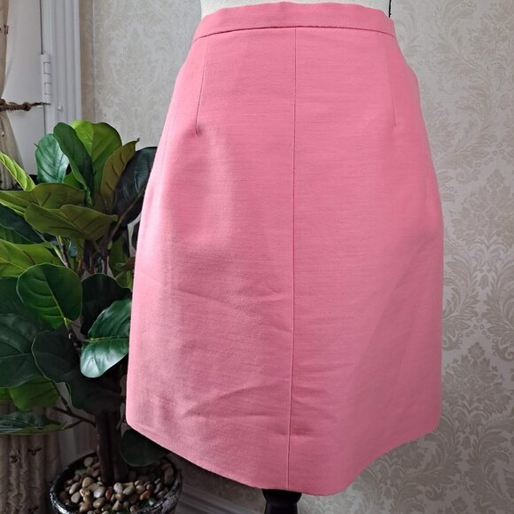 J Crew Collection Size 4 Coral/Pink Mini Skirt Wool/Silk Blend Back Zip EUC - Picture 1 of 9